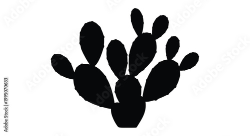 Stylized black silhouette of a prickly pear cactus with multiple pads