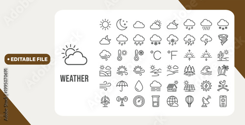 Schilderij op canvas Weather web icons in line style