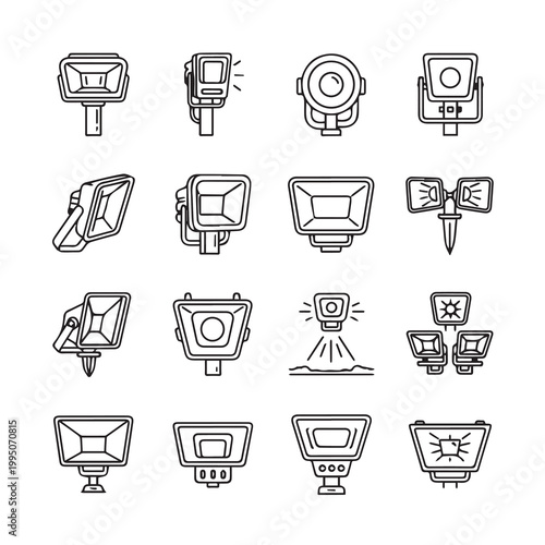 Modern outdoor floodlights collection with various designs for security and illumination