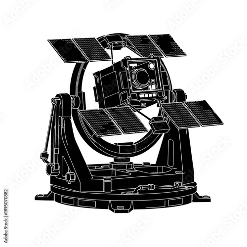 Satellite Integration Jig Silhouette, Rotational Frame Stand and Spacecraft Manufacturing Concept.