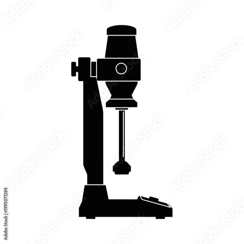 Rotational Viscometer Silhouette, Fluid Testing Spindle and Laboratory Analysis Concept.