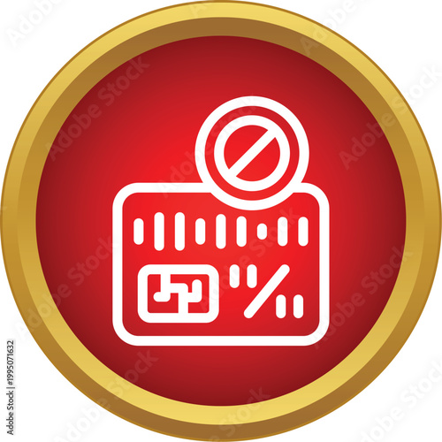 Credit card with percentage sign and prohibition symbol for tax exemption