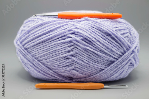 Knitting thread and two knitting needles