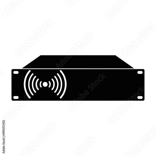 Satellite Telemetry Transmitter Rack Silhouette, Signal Waves Box and Aerospace Communication Concept.