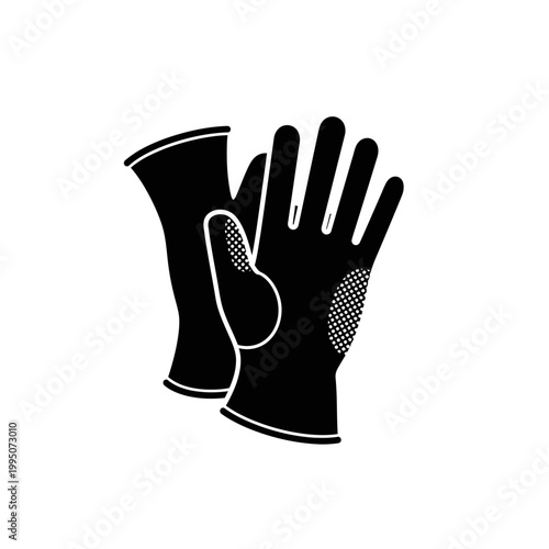 Satellite Handling Gloves Silhouette, Anti-Static Safety Icon and Cleanroom Assembly Concept.