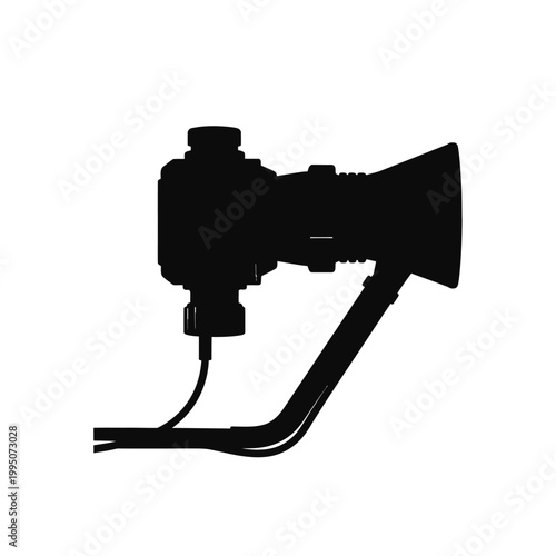 LNB Downconverter Complex Device on Dish Arm Black Silhouette Vector for Satellite Communication and Broadcasting Technology