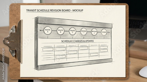 Transit schedule revision planning board mockup