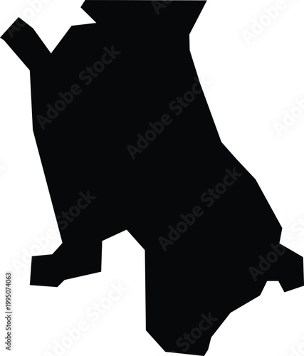 Yau Tsim Mong District Hong Kong Map Silhouette Isolated Illustration