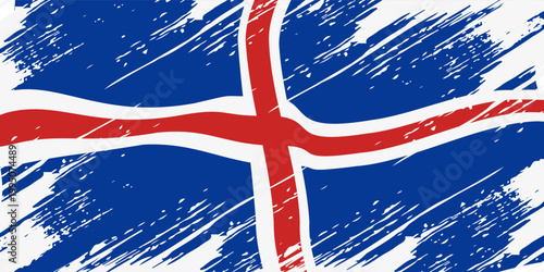 Iceland flag on white background. White background with place for text near the flag of Iceland.