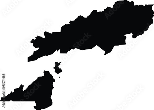 Tsuen Wan District Hong Kong Map Silhouette Isolated Illustration