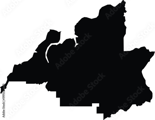 Yuen Long District Hong Kong Map Silhouette Isolated Illustration