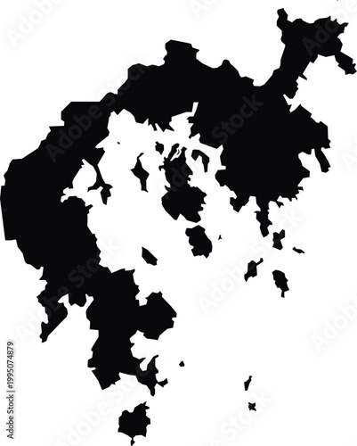 Sai Kung District Hong Kong Map Silhouette Isolated Illustration