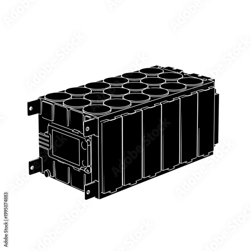 Satellite Battery Pack Silhouette, Space-Grade Energy Cell and Power Systems Concept.