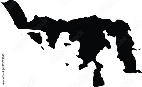 Southern District Hong Kong Map Silhouette Isolated Illustration