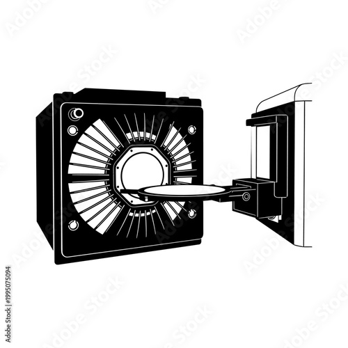 Rapid Thermal Processing RTP Chamber Black Silhouette Vector for Semiconductor Fabrication and Advanced Materials Science