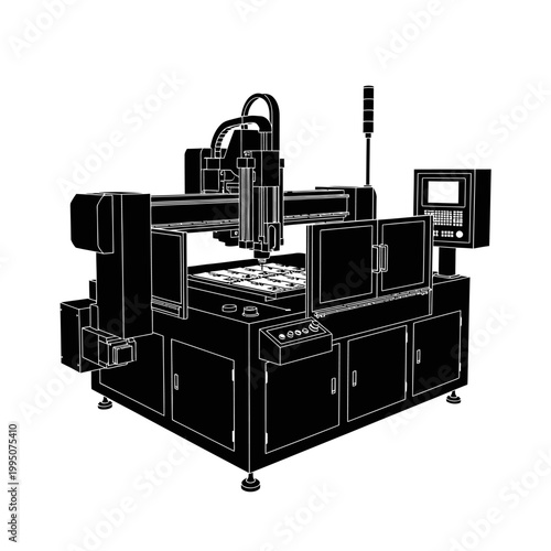 Heavy Duty Bare Board Router Depaneling Machine for PCB Manufacturing Vector Silhouette