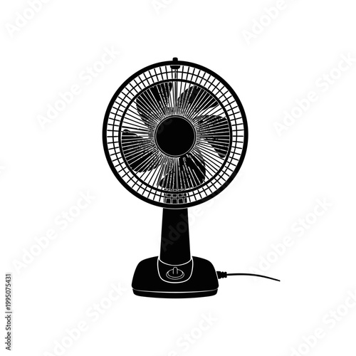 Black Silhouette of Ionized Air Blower Fan for Static Elimination in Electronics Prep