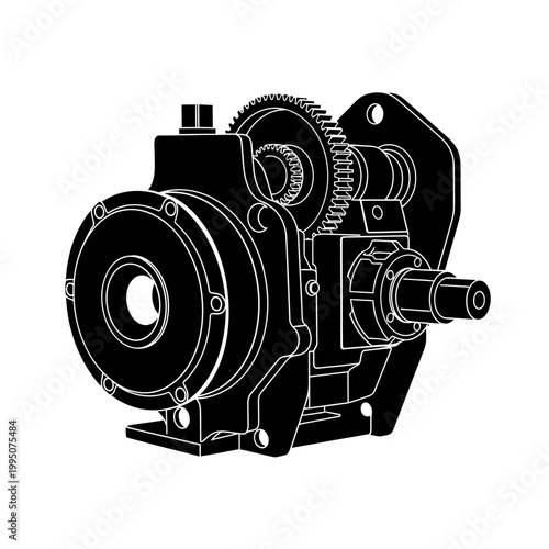 Satellite Solar Array Drive Mechanism Silhouette, Motor Unit and Aerospace Power Concept.