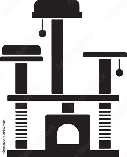 Cat tower with scratching posts and dangling toys for feline friends to climb and play  multilevel structure for cats to explore and rest