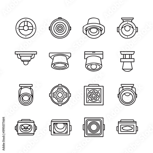 Recessed Ceiling Spotlight Fixtures Collection in Clean Line Art Style