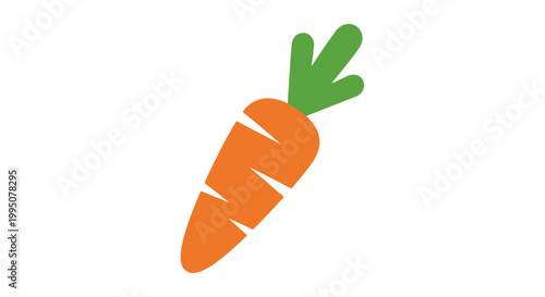 Isolated Orange Carrot with Green Stems on White Background, Healthy Food Icon