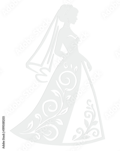 Blanco traje de novia detallado.