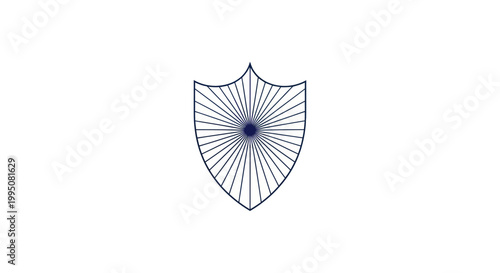Photos Navy shield with radial lines emanating from a center dot on a white background