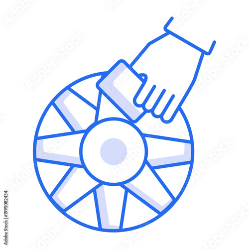 A linear icon showing a tyre cleaning