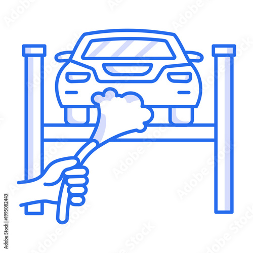 A linear icon showing a car spa