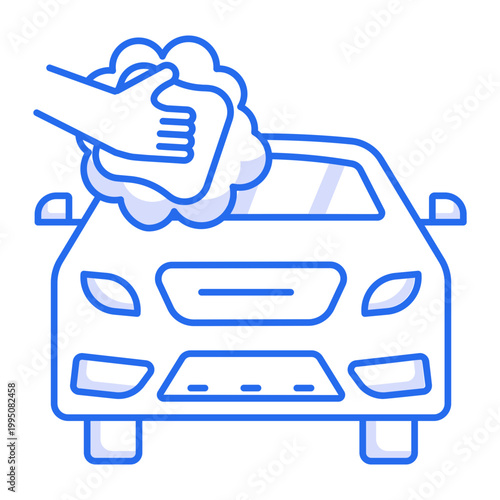 An outline icon depicting a car cleaning