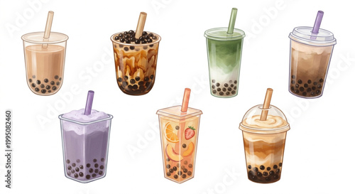 Assorted Bubble Tea and Boba Milk Tea Flavors