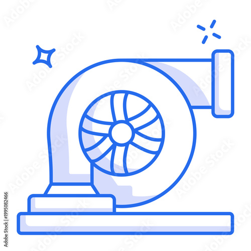 Line style icon depicting a centrifugal blower