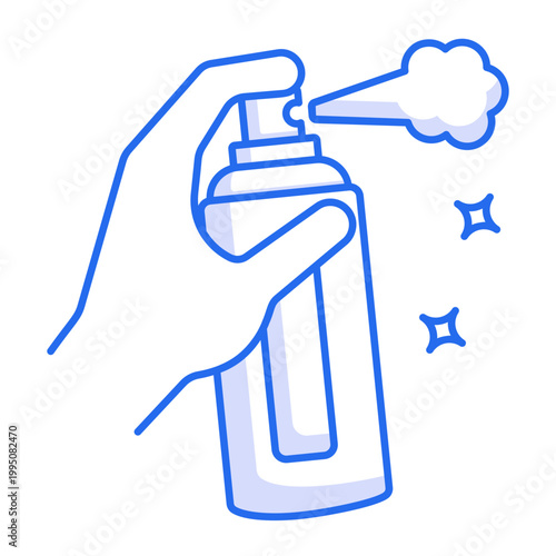 Line style icon depicting a foam spray