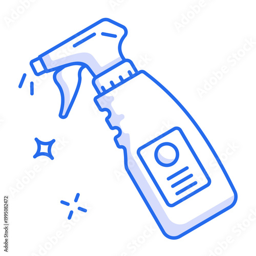 A linear icon showing a spray bottle
