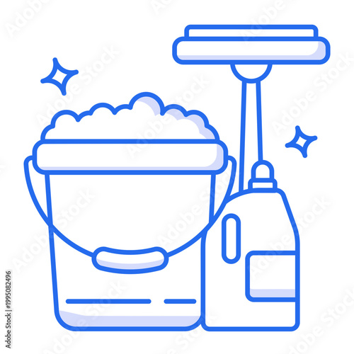 Line style icon depicting a cleaning tools