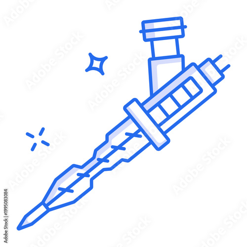 An outline style icon depicting fuel injector