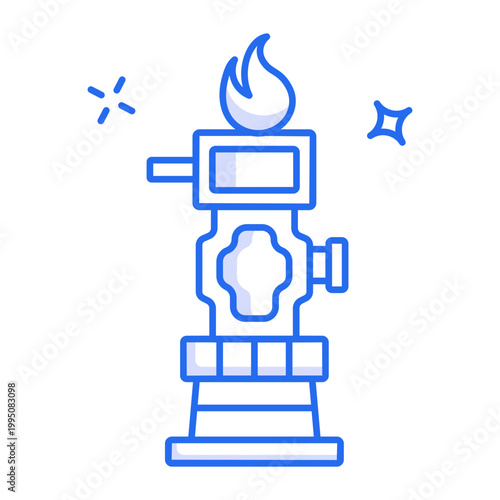 A linear icon depicting gas flare burning tower