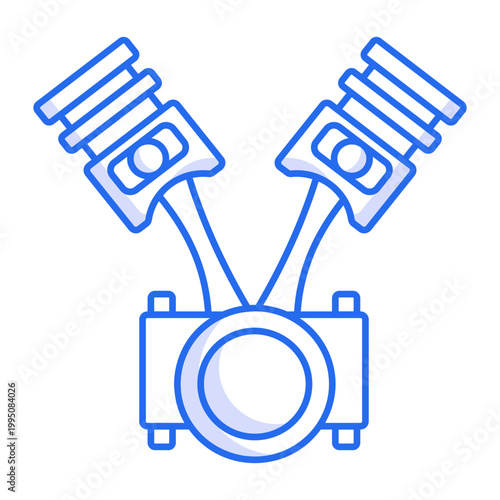A linear style icon of a piston component