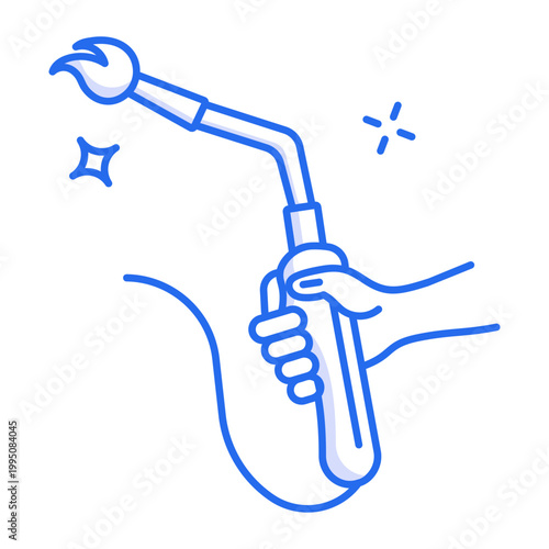 A linear style icon of a welding torch