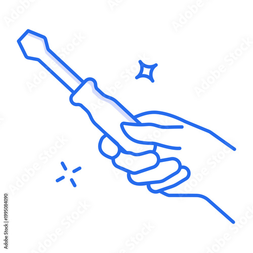 An icon of a screwdriver designed in line style