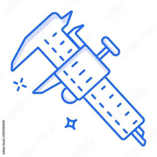 A linear style icon of a vernier caliper