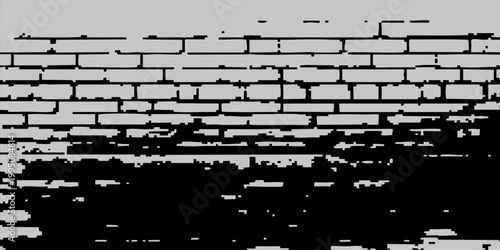 Gray bricks wall. Vintage vector illustration of rough brick wall surface.
