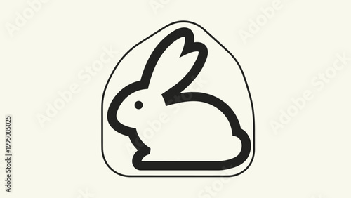 A stylized black rabbit icon with a simple outline on a cream background