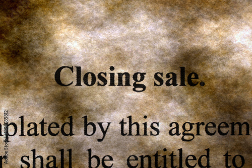 Closing Sale Announcement on Vintage Textured Paper Background