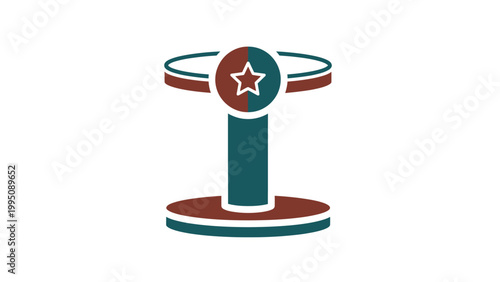 Stylized circular abstract shape with star, on pedestal
