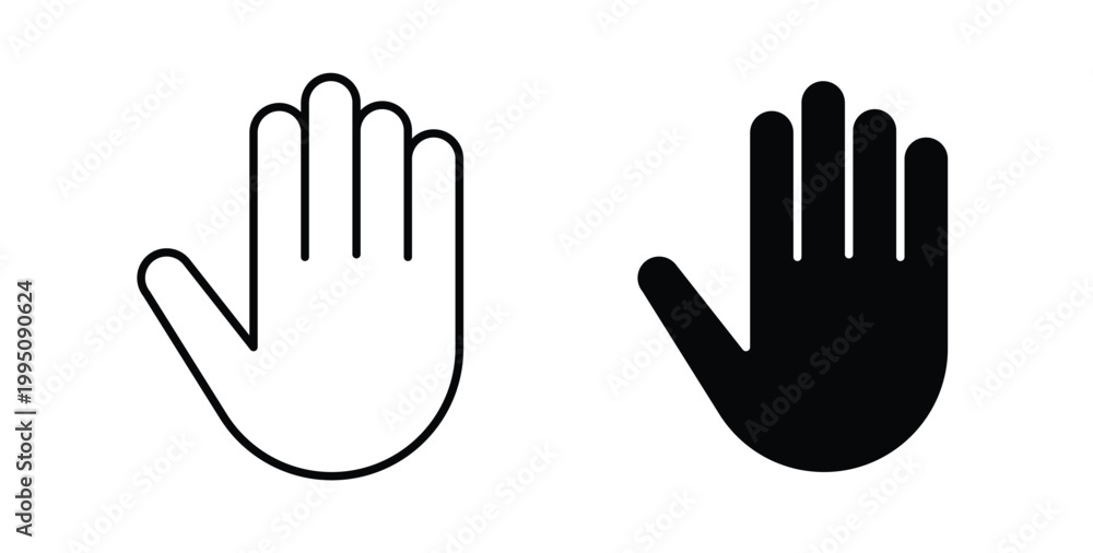 Obraz premium Stop icon pack flat black, Editable line icons