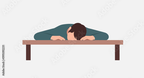 Man sleeping on desk, exhausted, stressed, overwhelmed, tired, overworked, burnout concept