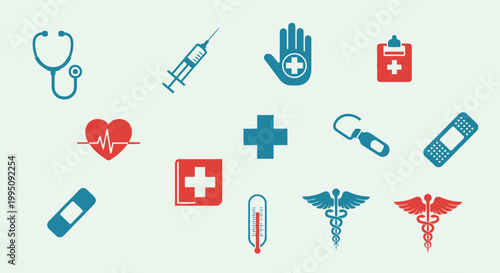 Medical Icons: Health Care Symbols, Stethoscope, Syringe, Bandage, Caduceus