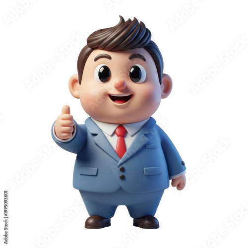 Happy cartoon businessman giving thumbs up