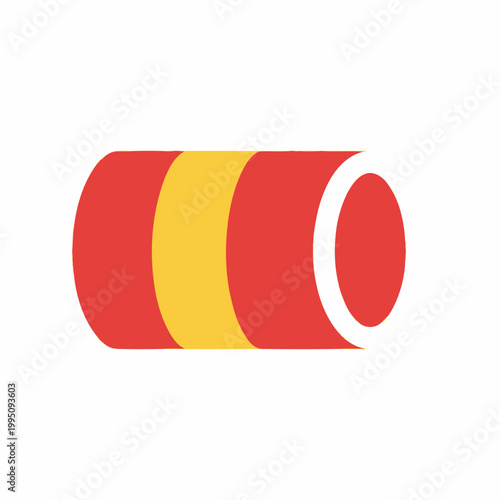 Red and yellow striped windsock on white background